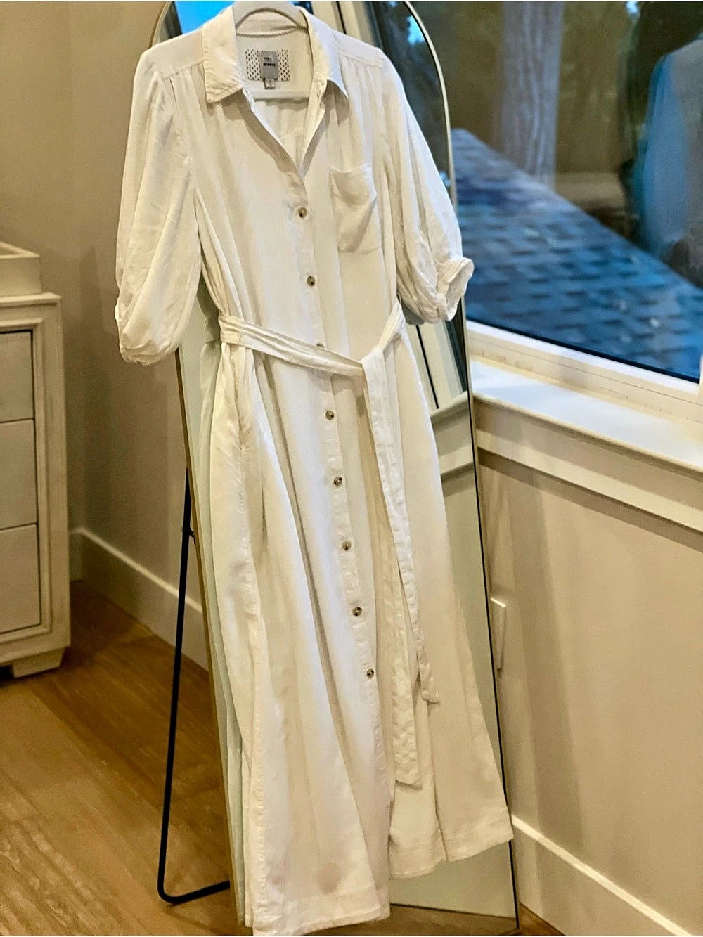 Maeve The Mona Linen Blend Shirt Dress Women'Small Button-Front Midi Dress Small